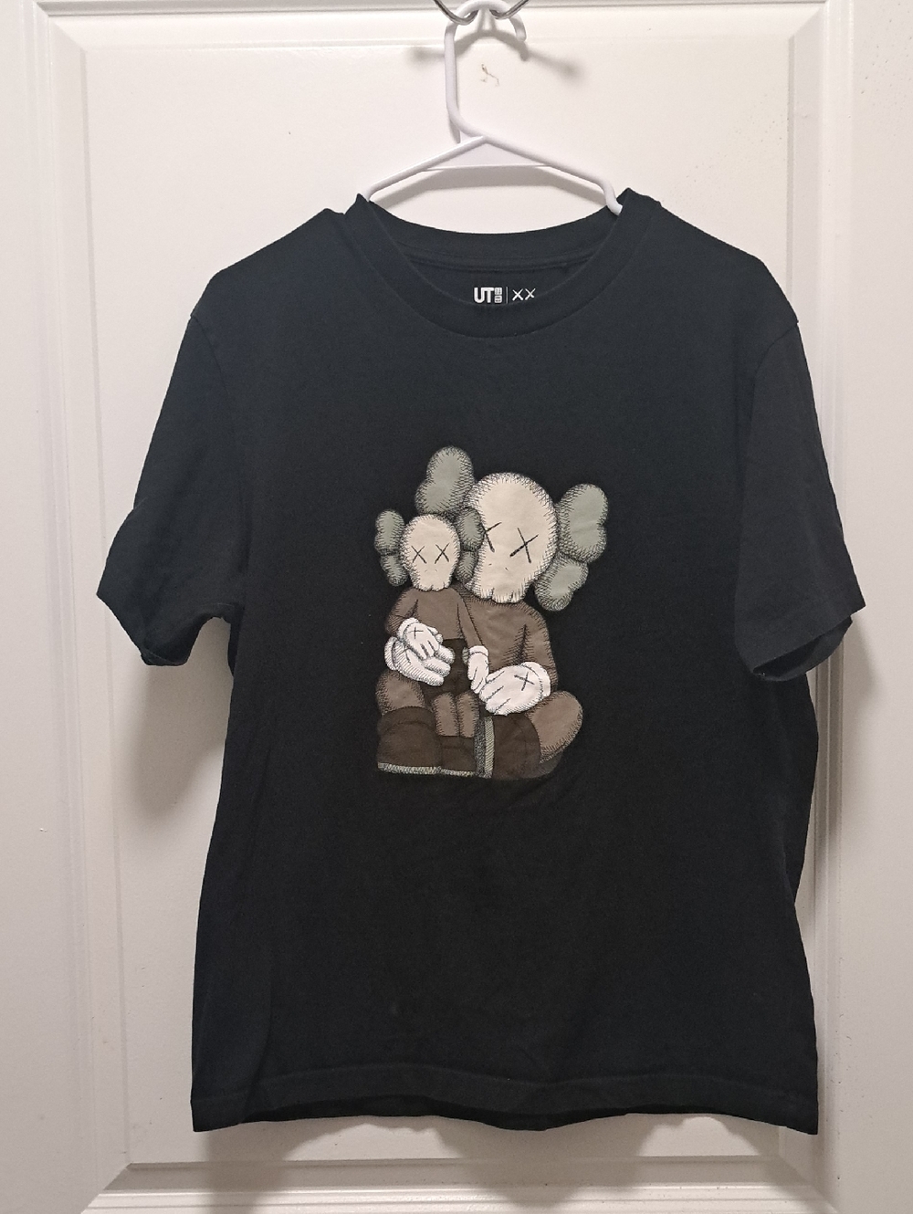 KAWS Black Short Sleeve Tee with Brown & White Characters